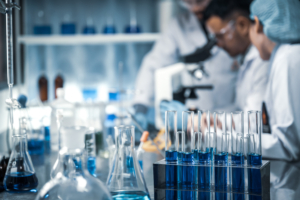 lab glassware science laboratory research and development concept